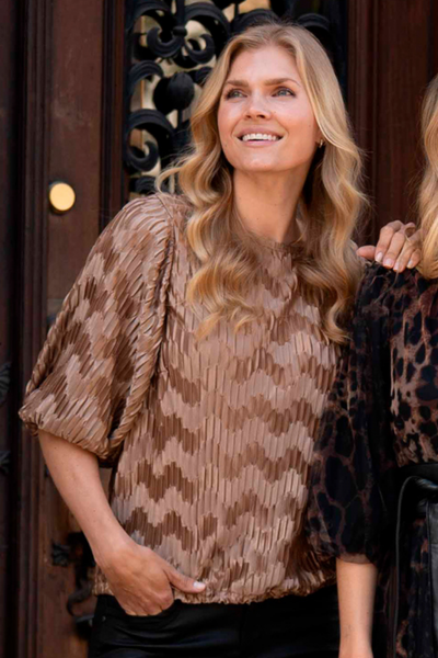 Blouse, CC Jewel Plisse Gold