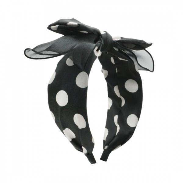 Hair Band, BOW Polka Blk/White (5199)