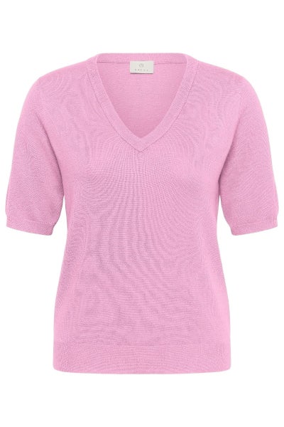 Knitted Top, LIZZA V-Neck Pink Frosting