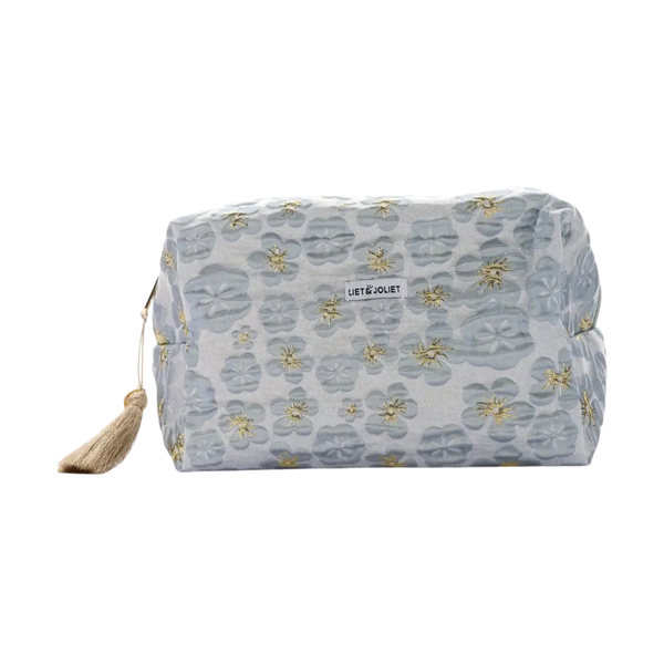 Cosmetic Bag, Flowers Dusty Blue