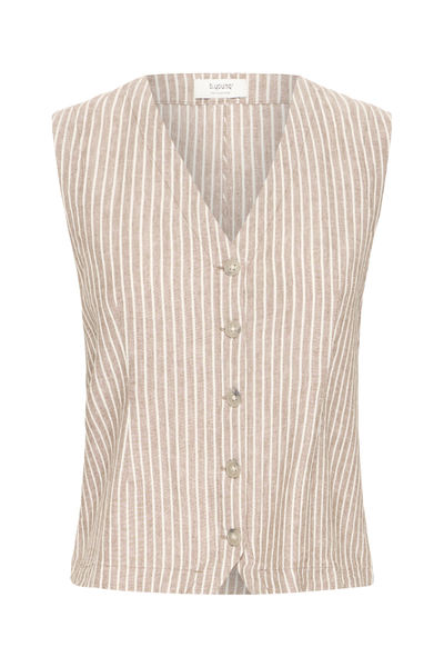 Linen Vest, FALAKKA Woodsmoke Stripe