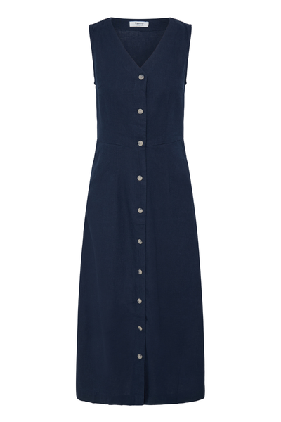 Linen Dress, FALAKKA Button Navy