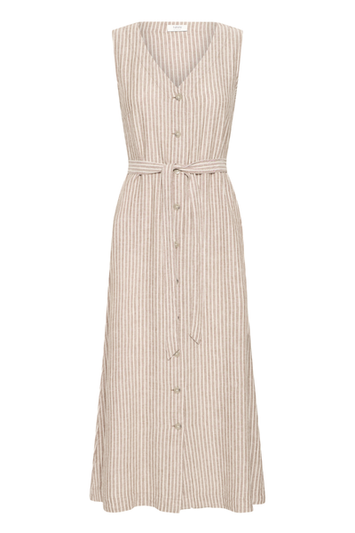 Linen Dress, FALAKKA  Button Woodsmoke Stripe