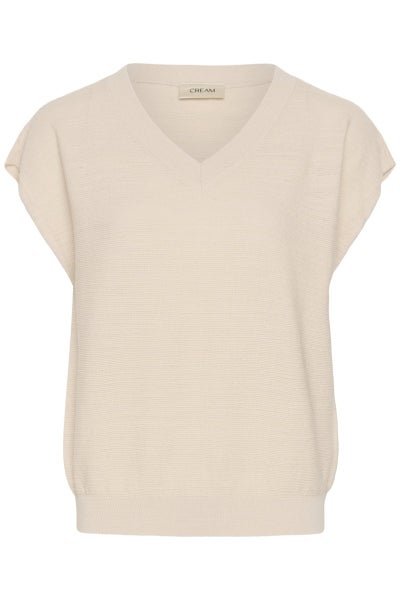 Linen Knitted Top, Cream VISA