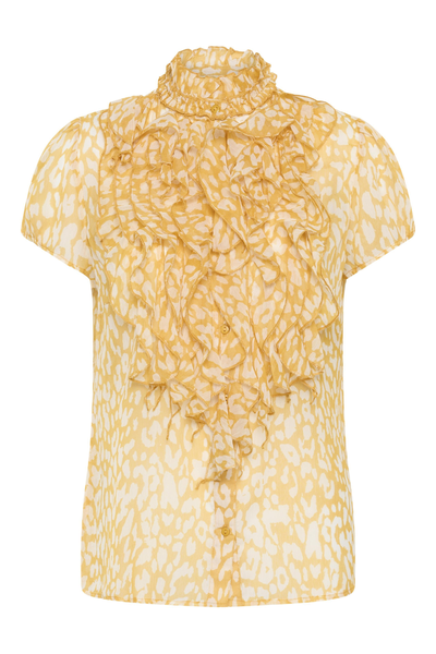 Ruffle Blouse, LILJA Golden Leopard