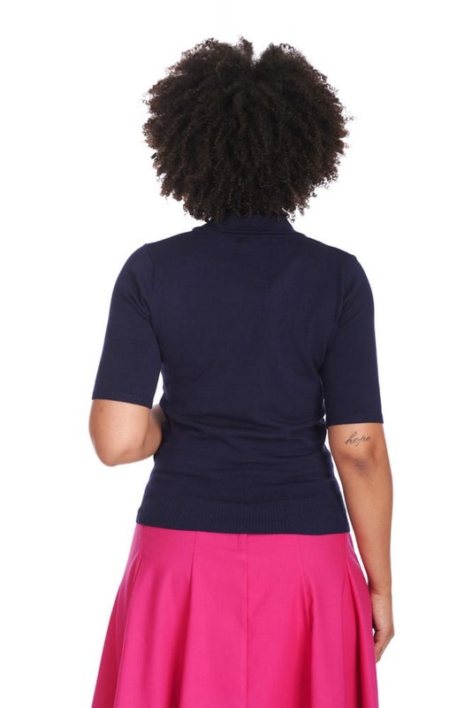 Knitted Top, BOW DELIGHT Navy (57158)
