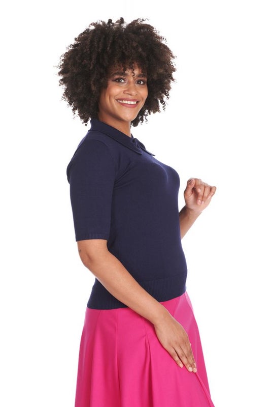 Knitted Top, BOW DELIGHT Navy (57158)