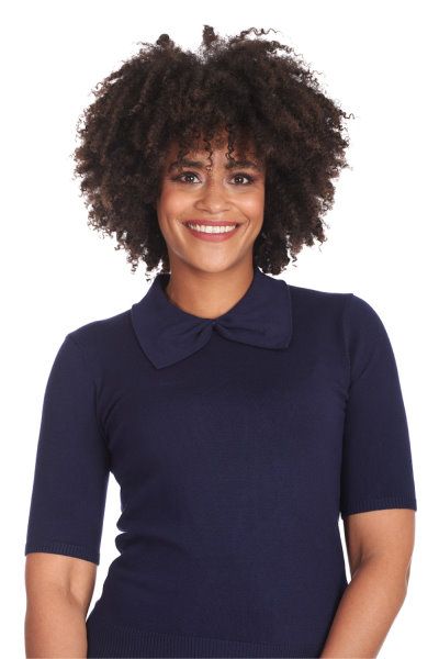 Knitted Top, BOW DELIGHT Navy (57158)