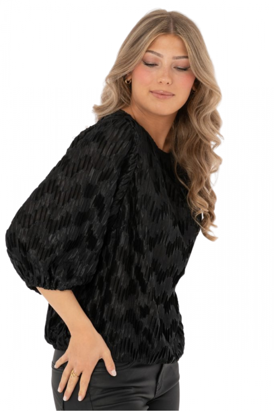 Blouse, CC Jewel Plisse Black
