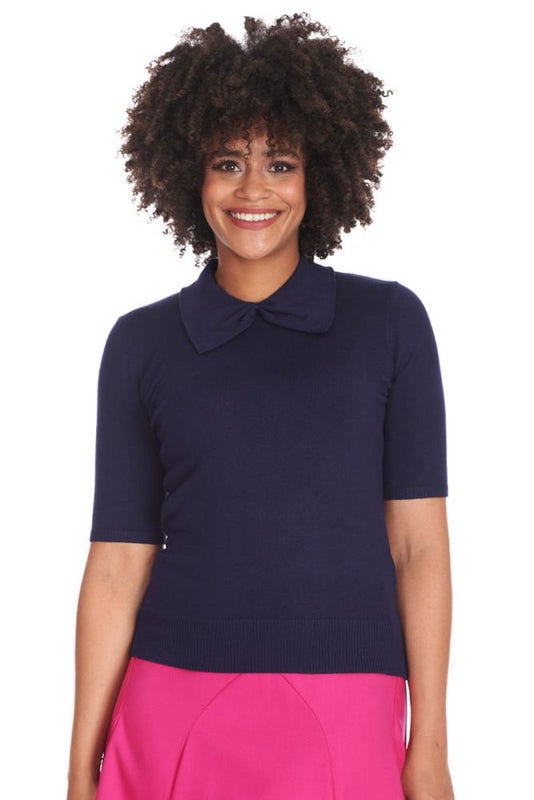 Knitted Top, BOW DELIGHT Navy (57158)