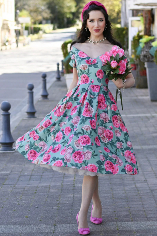 Swing Dress, LILY 50s Pink Peony (873)