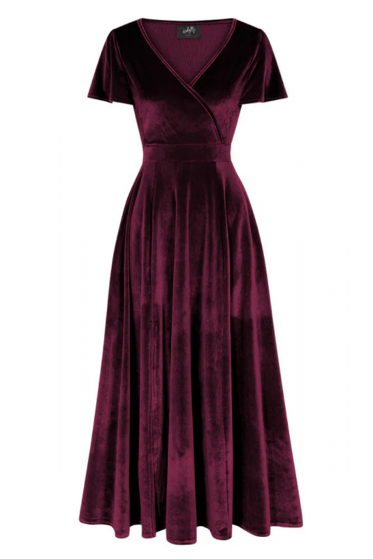Maxi Dress, LYRA Velvet Burgundy