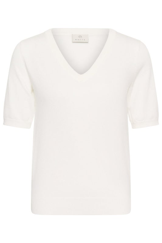 Knitted Top, LIZZA V-Neck Chalk