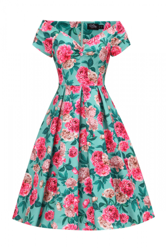 Swing Dress, LILY 50s Pink Peony (873)